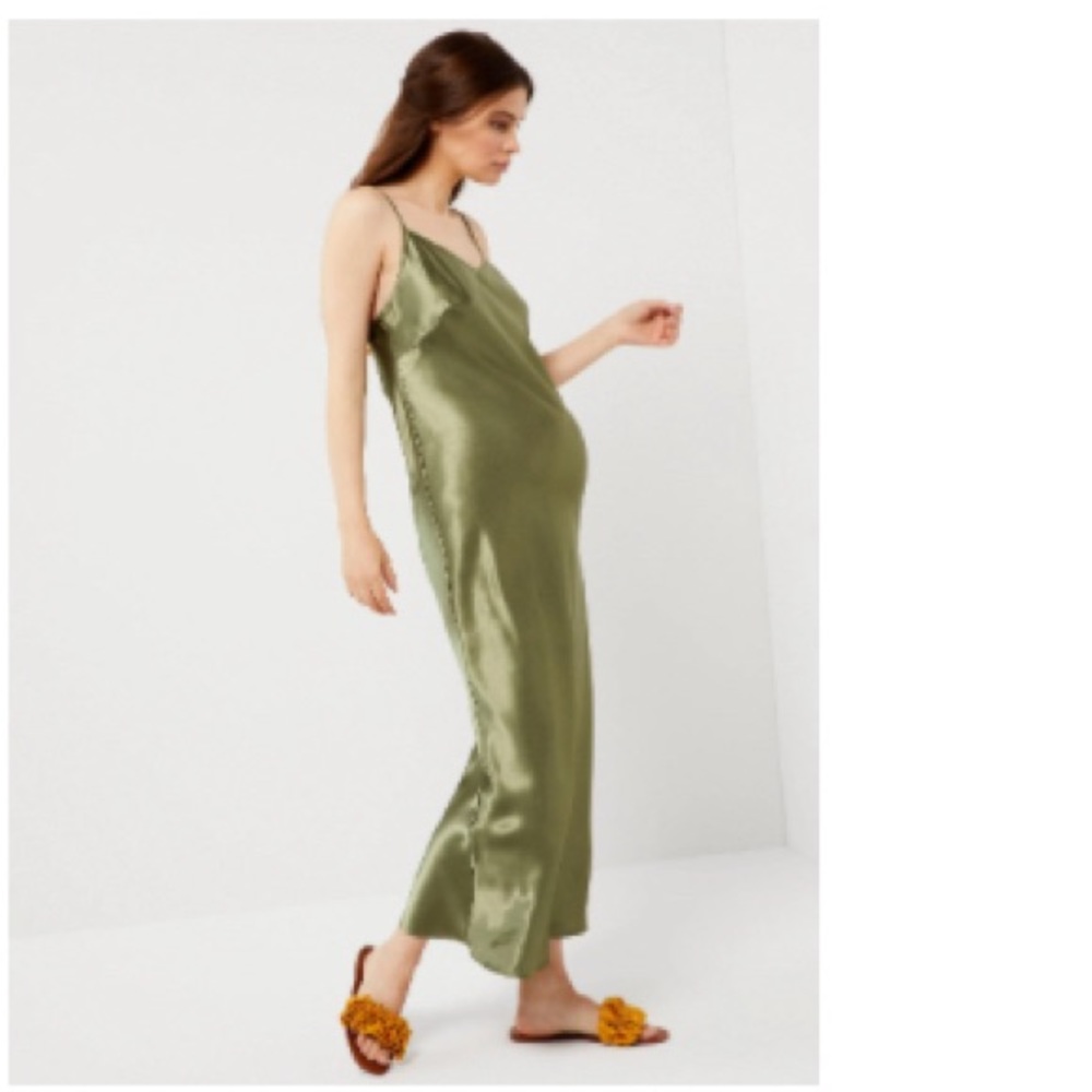 Pietro Brunelli a-line maternity slip dress (Pea in the Pod) - light olive XS